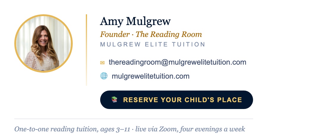 Signed, Mrs Amy Mulgrew — The Reading Room